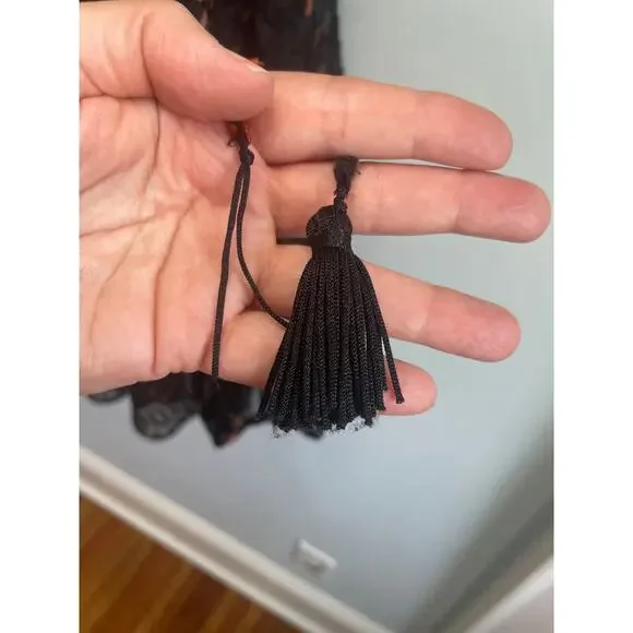 Free People Velvet Kimono Shawl – Sheer Floral, Tassels, Size Small - Picture 4 of 7